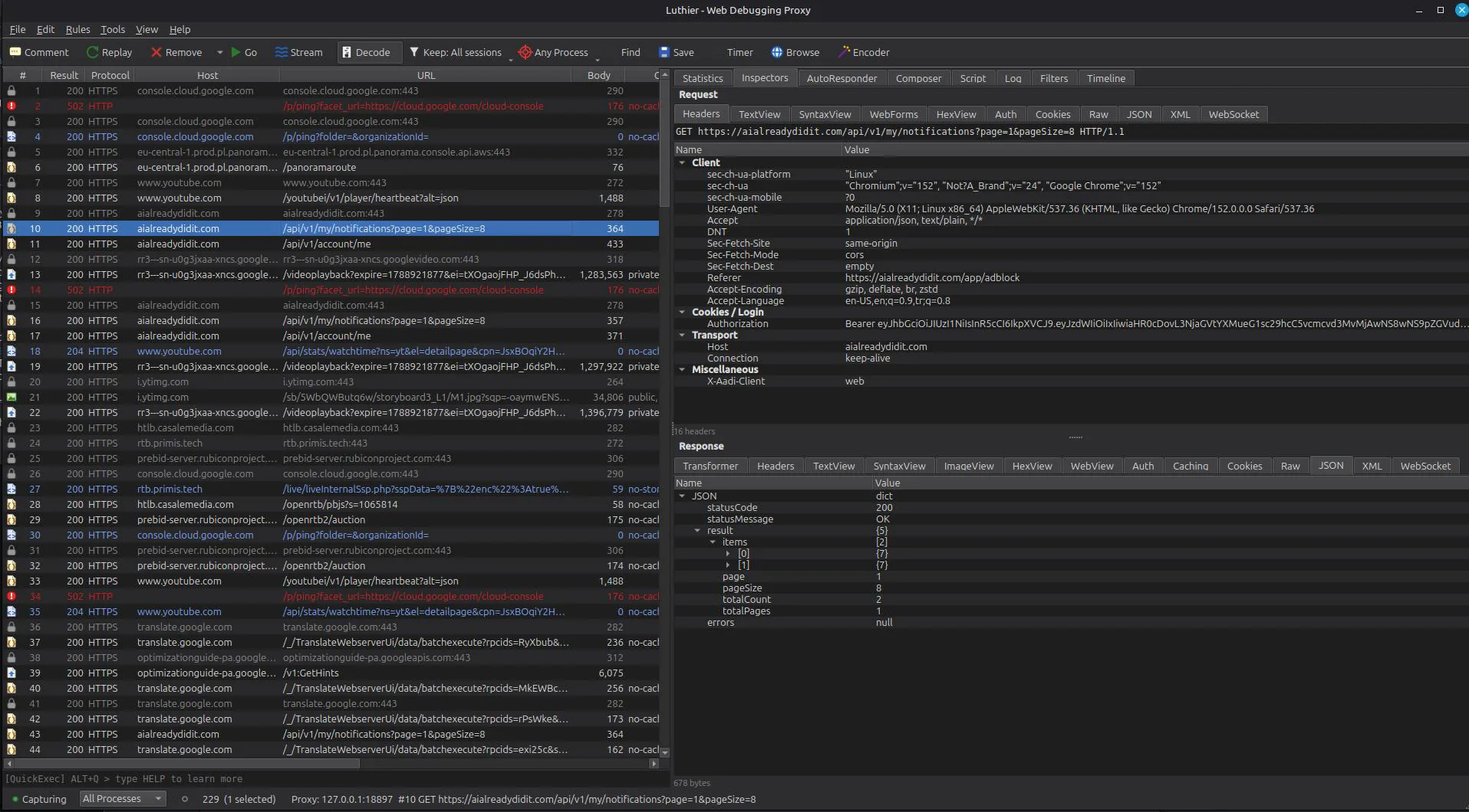 Luthier — Web Debugging Proxy screenshot