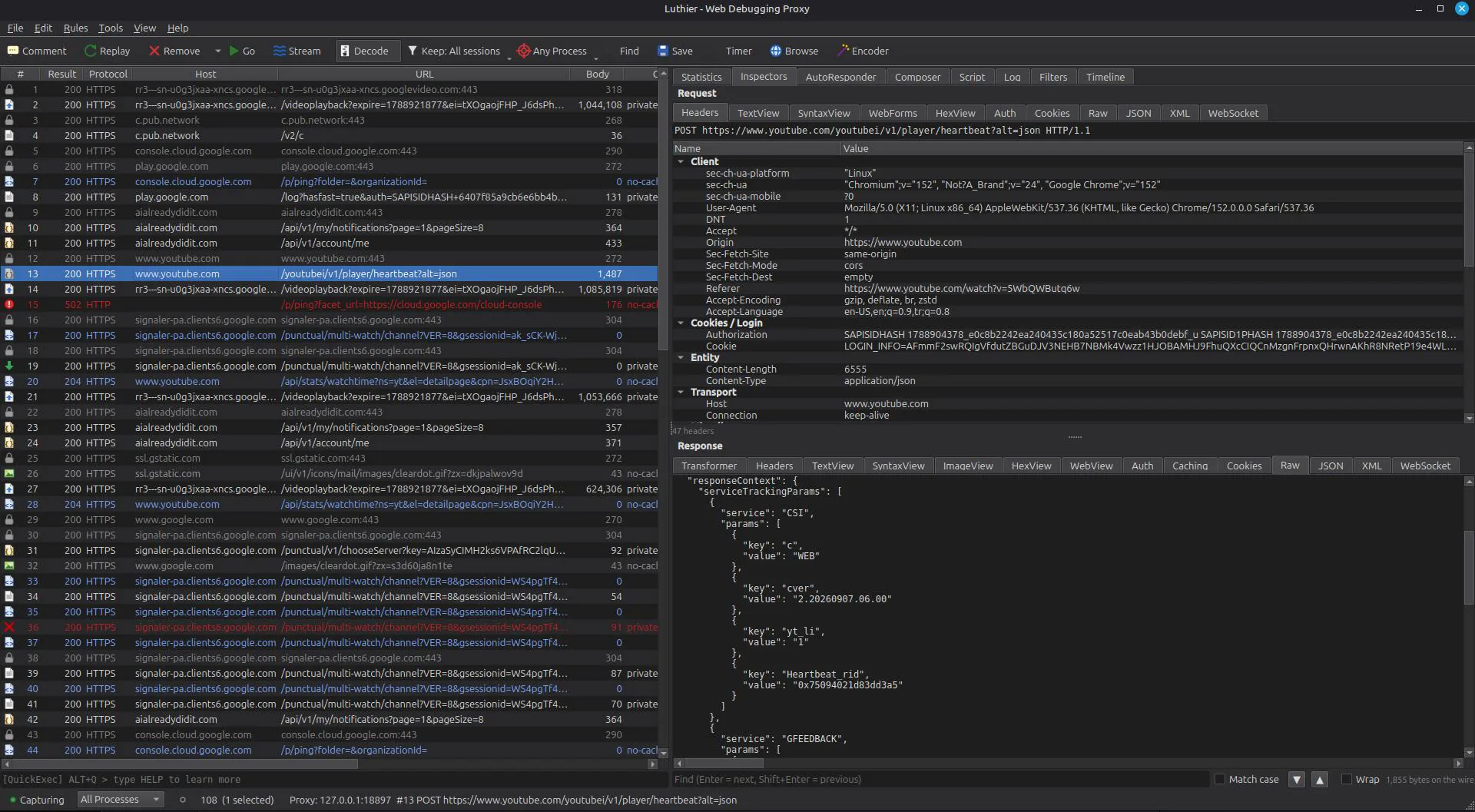Luthier — Web Debugging Proxy screenshot