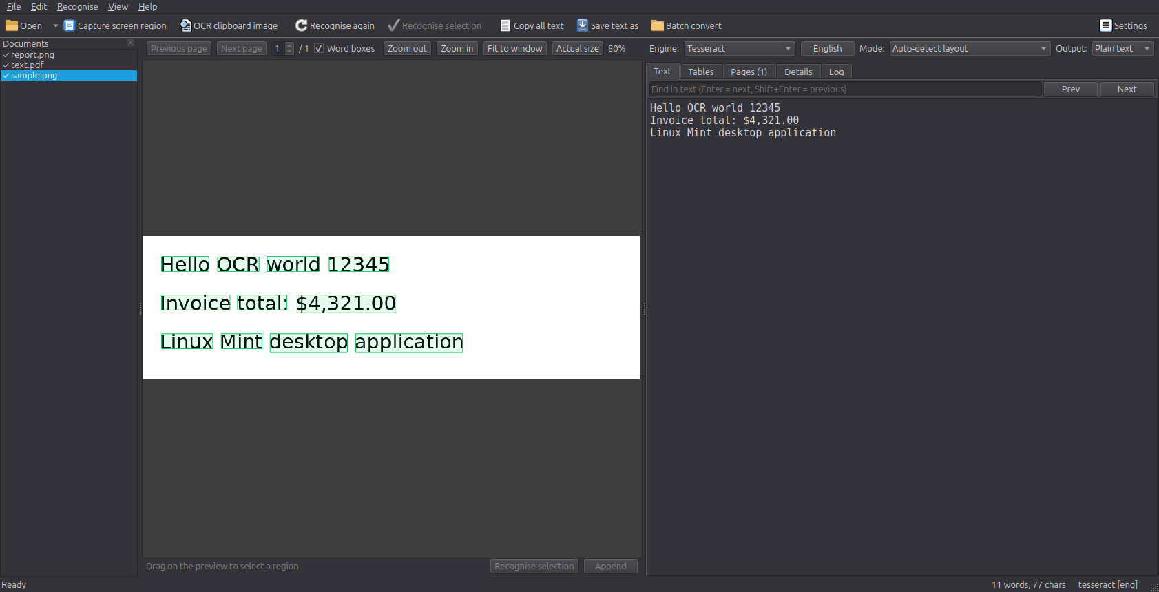 Glyph OCR screenshot
