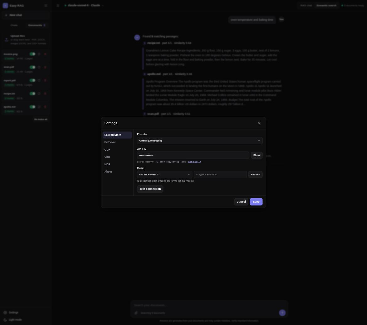 Easy RAG screenshot