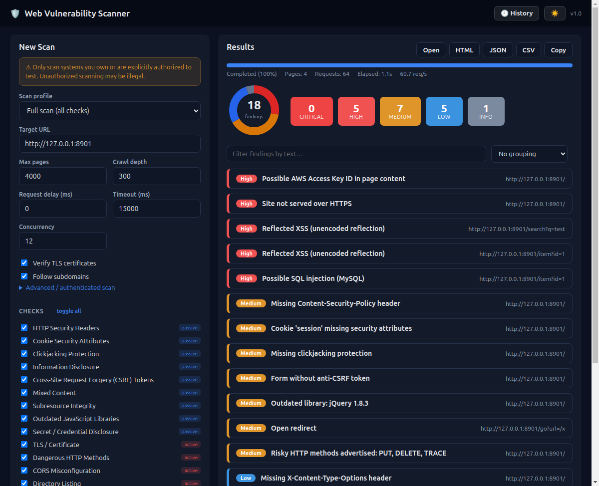 WebVuln Scanner screenshot