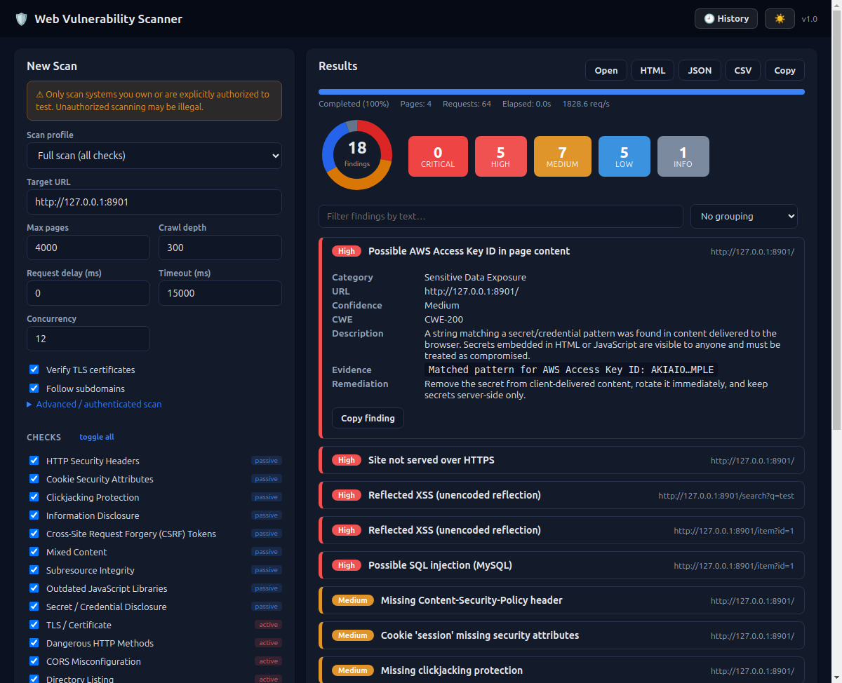 WebVuln Scanner screenshot