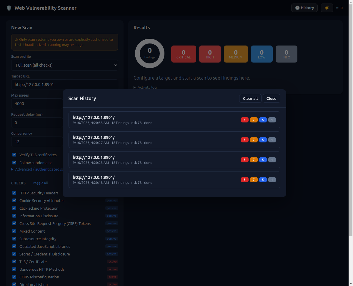 WebVuln Scanner screenshot