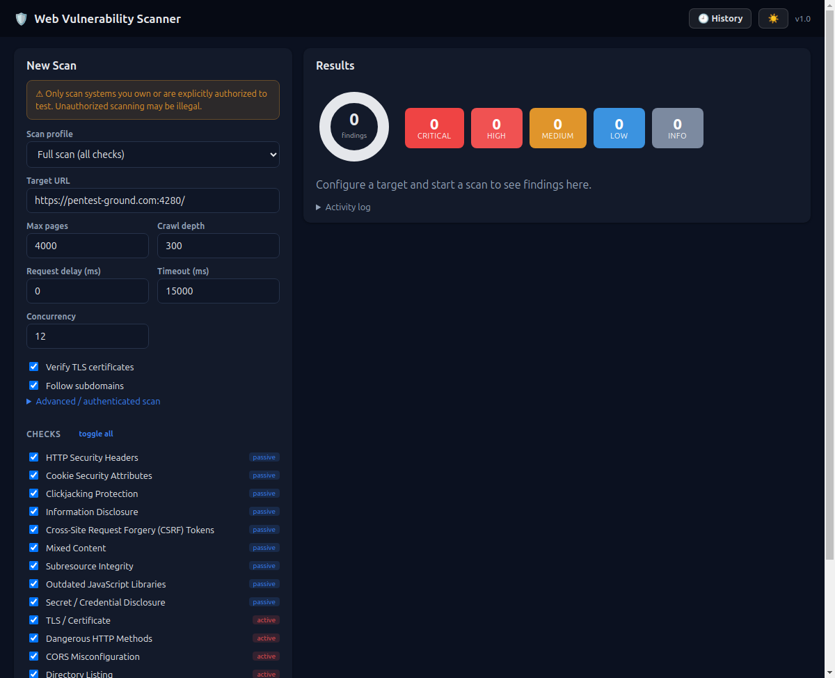 WebVuln Scanner screenshot