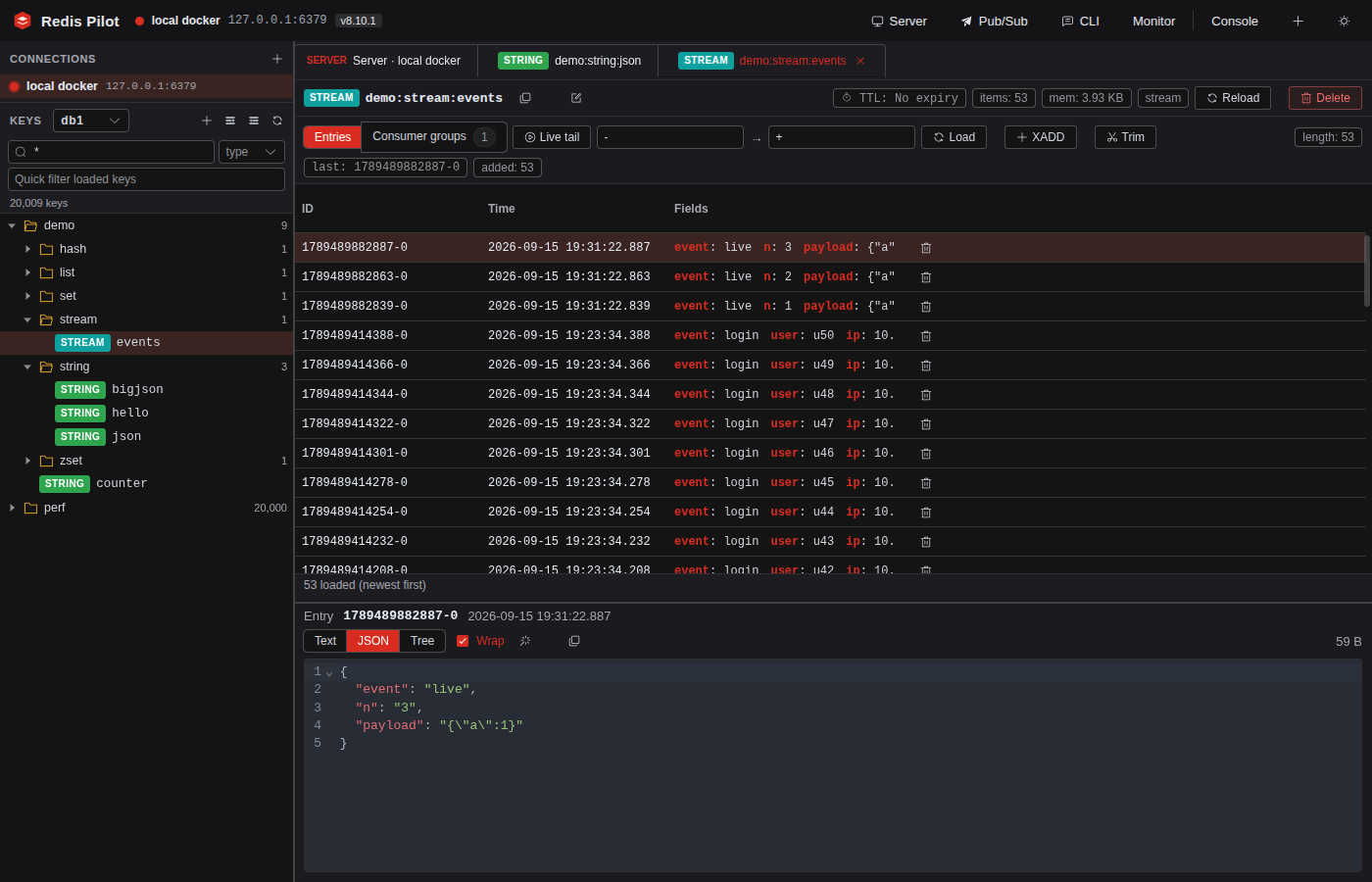 Redis Pilot screenshot