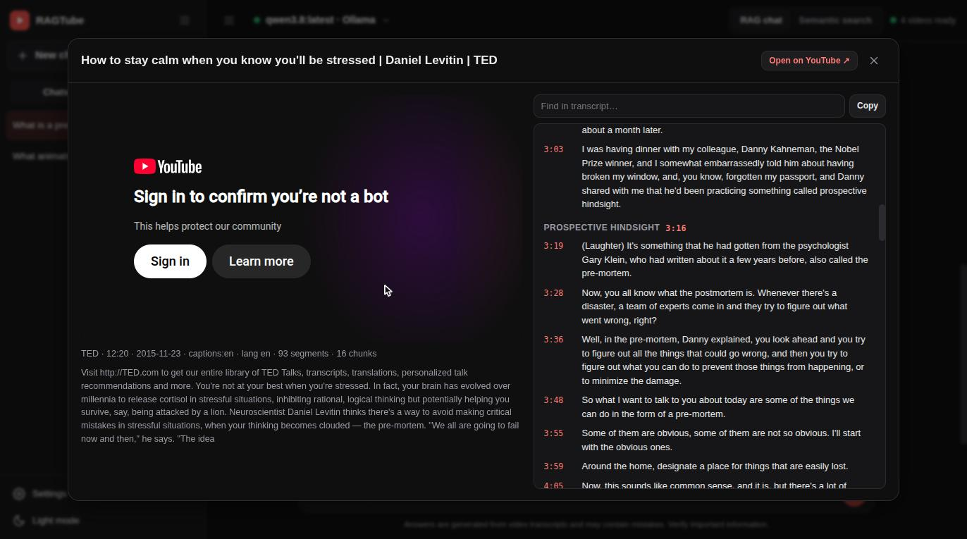 RAGTube screenshot